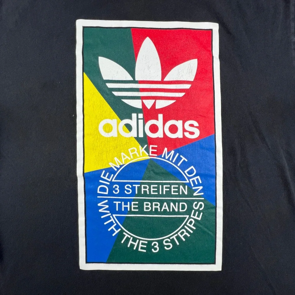 Adidas Graphic Tee Mens M Multi Color Trefoil Logo 3 Stripes Streetwear German